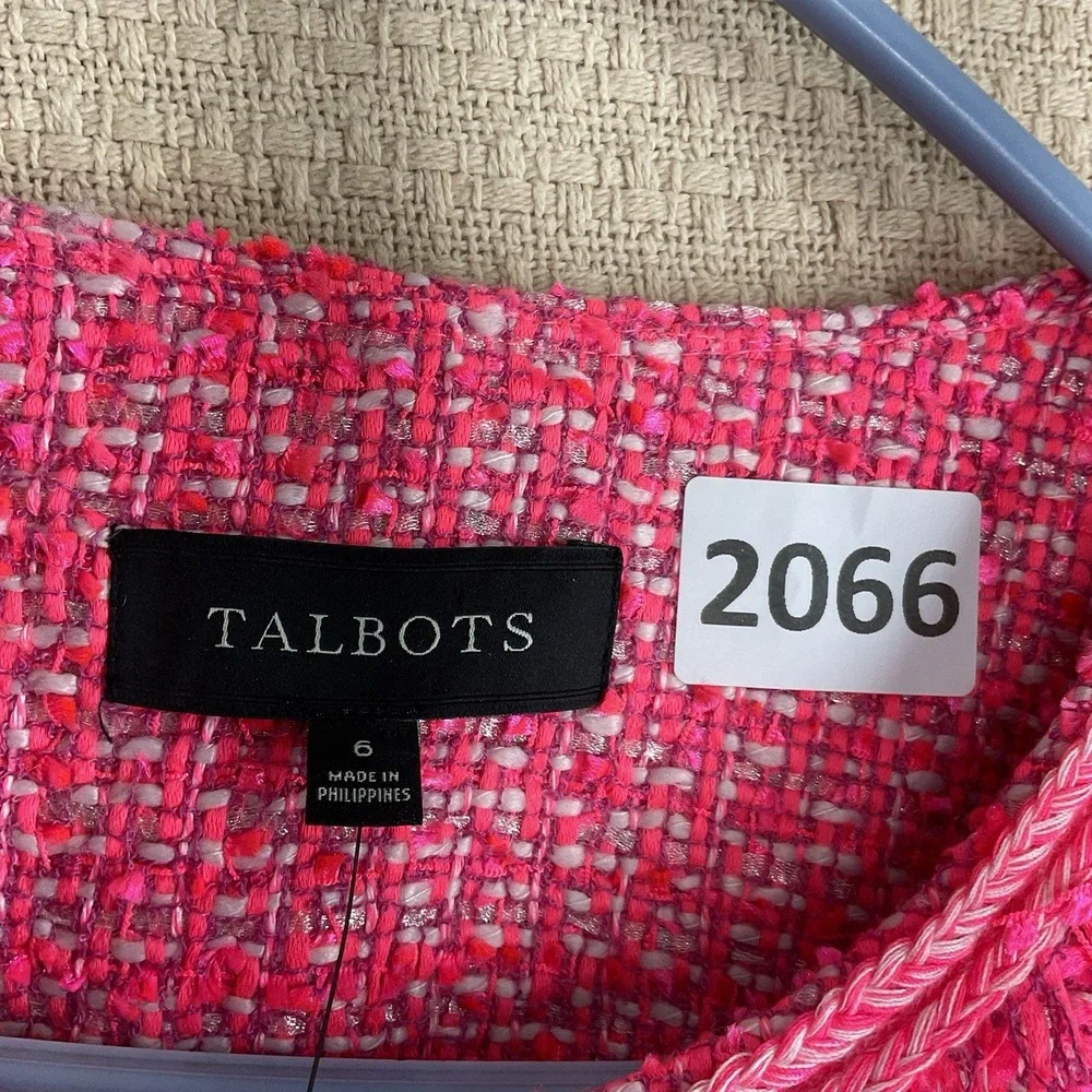 Talbots Pink Tweed Peplum Blazer Sz 6 Jacket Career Church Preppy New$169 Barbie